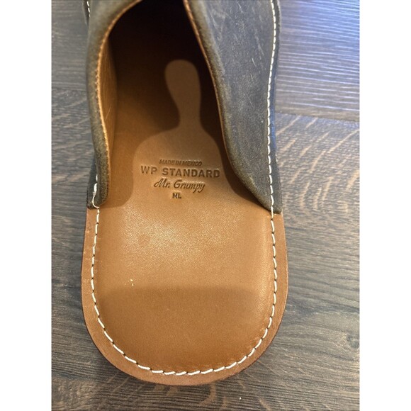 WP Standard Mr Grumpy Shoes Mens SZ ML 10.5-11 Olive Leather Suede Slippers New - Picture 3 of 7